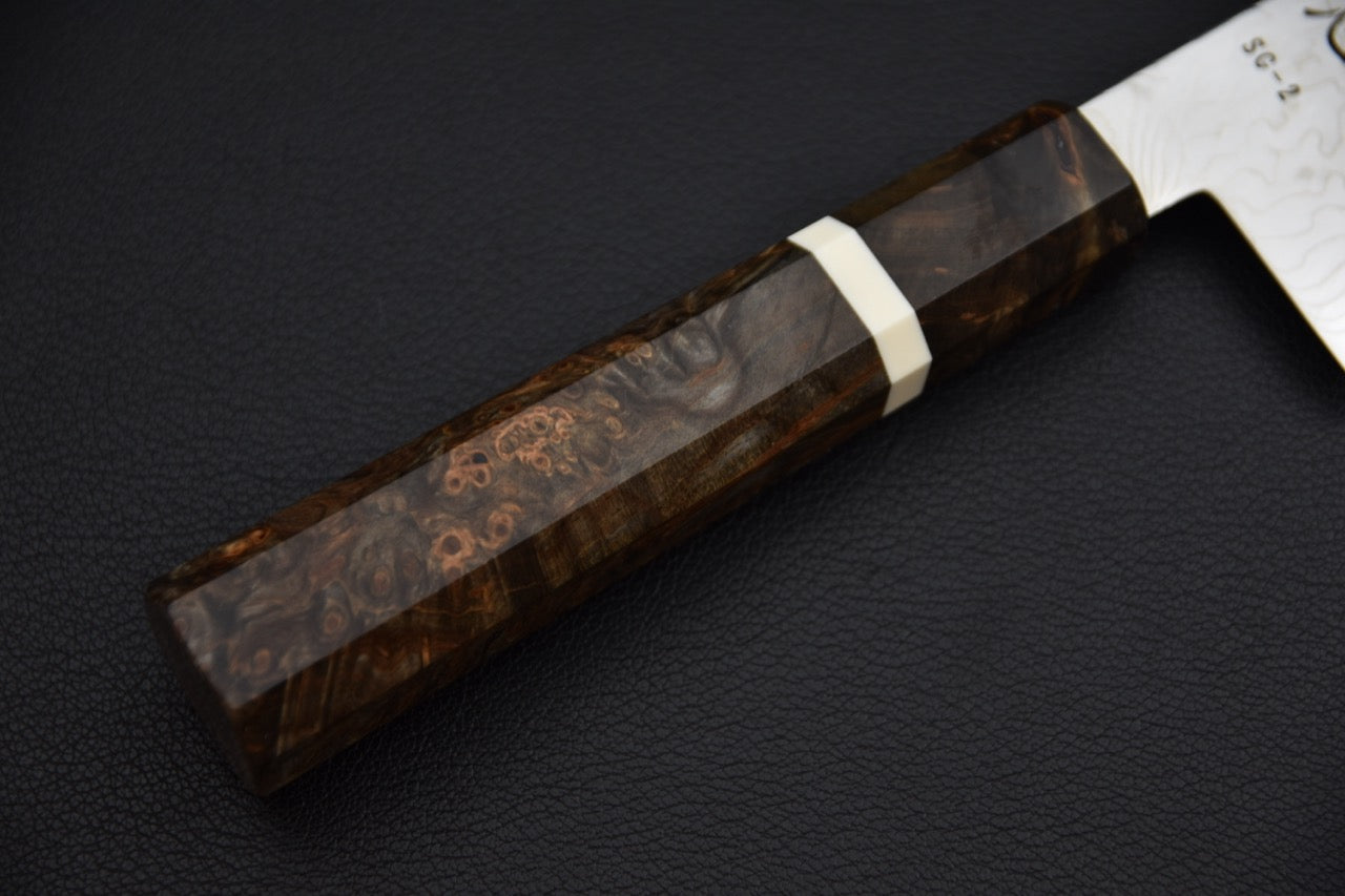 Hatsukokoro bunka 180 mm — manche octogonal en bouleau madré, virole en matériau clair