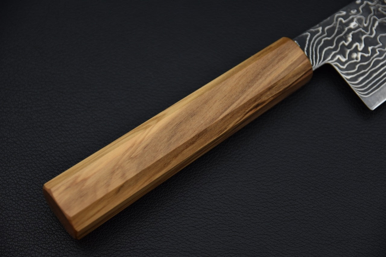 Hatsukokoro bunka SG2 — jonction manche et lame, couteau japonais