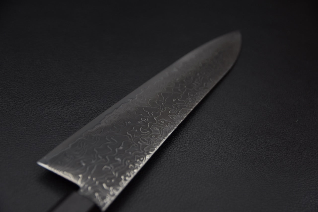 Hatsukokoro gyuto 210 mm — talon de lame et jonction avec le manche