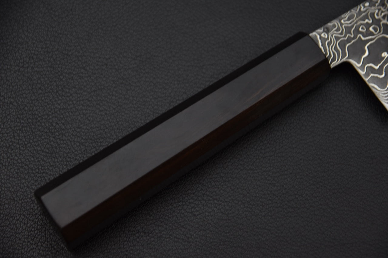 Hatsukokoro gyuto — manche en ébène, section octogonale