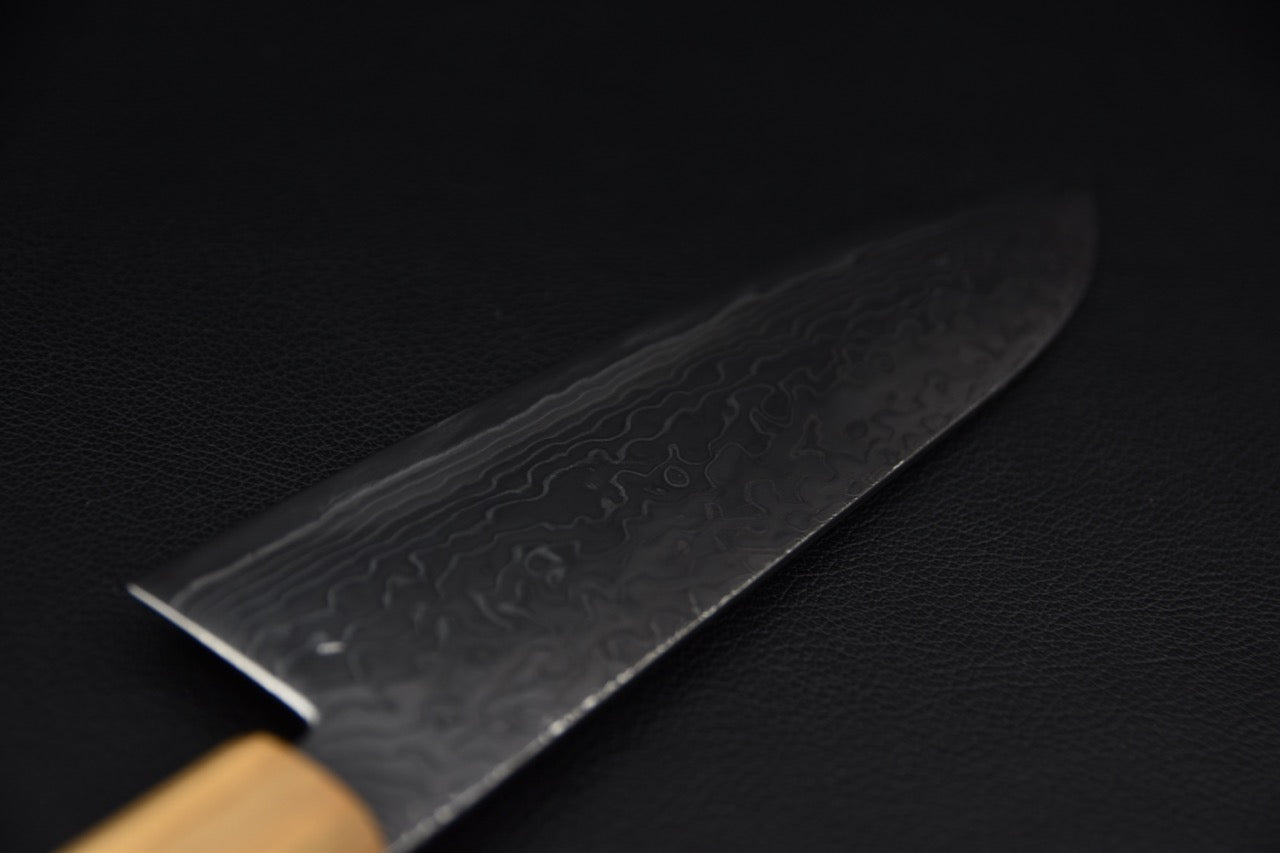 Hatsukokoro santoku SG2 — vue du manche, couteau japonais