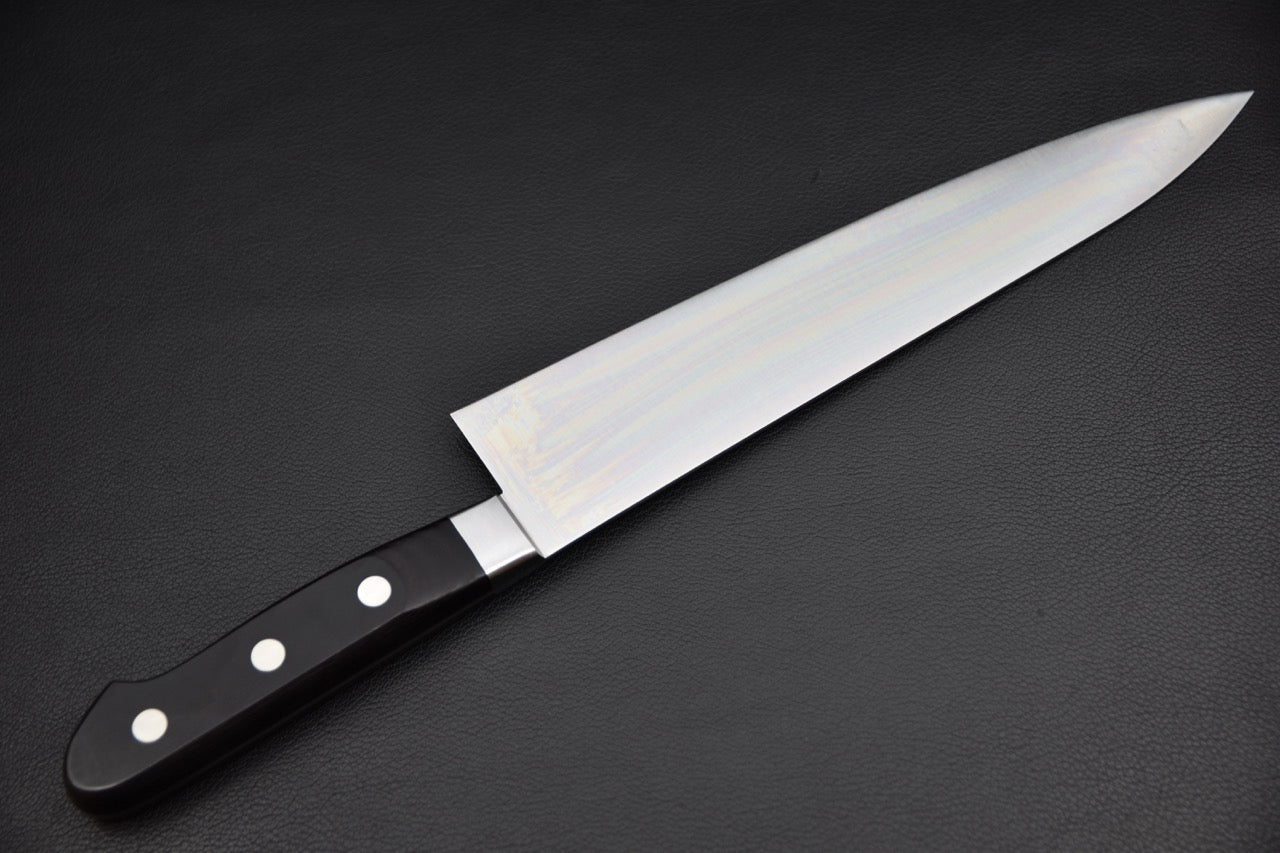 Couteau japonais gyuto 240 mm — vue du talon et du manche pakka