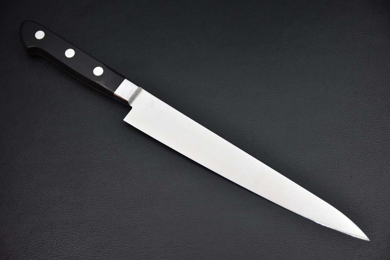 Hitohira petty 210 mm manche Pakka — vue complète du couteau japonais