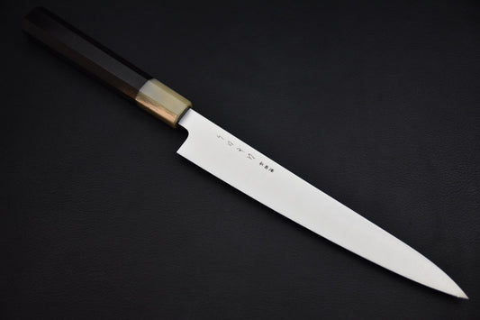 hitohira-ah-inox-petty-210mm-ebene-1.jpg,Hitohira petty couteau japonais 210 mm manche ébène — vue complète