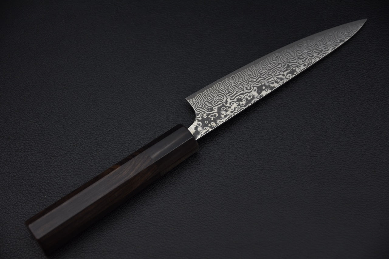 Hitohira petty SPG Strix — détail du tranchant et de la géométrie de lame