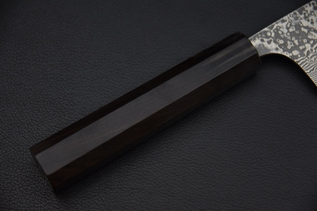 Santoku japonais SPG Strix — vue du dos de lame, 170 mm