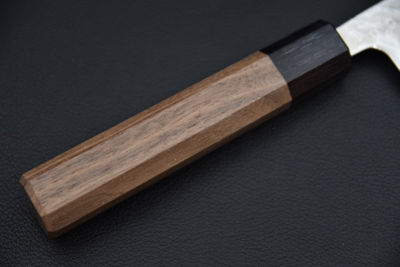 hitohira-futana-s3-tsuchime-damascus-santoku-170mm-noyer_7.jpeg,Hitohira Futana S3 Tsuchime Damascus Santoku 170mm Noyer - vue 7
