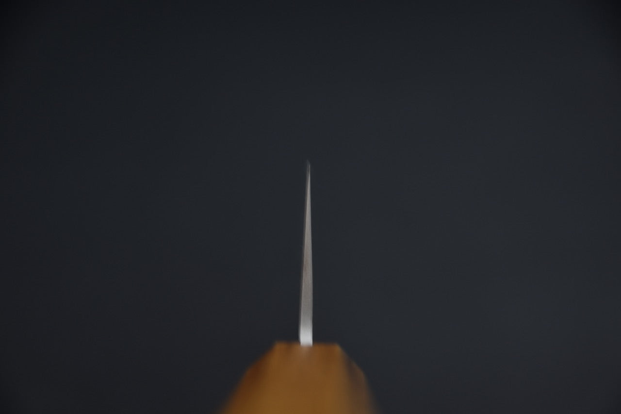 Santoku 170 mm SKD — vue de profil du tranchant, géométrie fine au fil