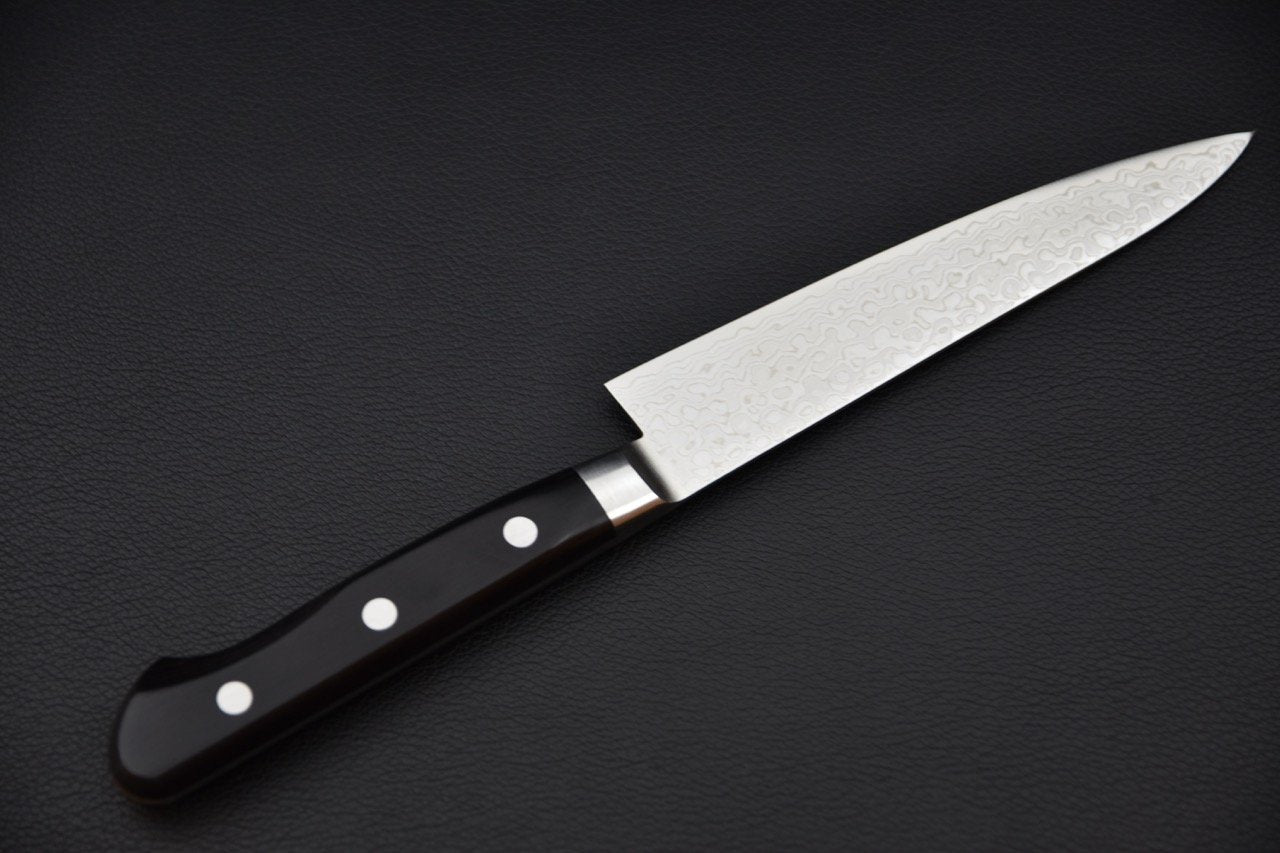 Couteau japonais avec lame damas et manche noir