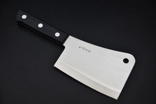 Couteau japonais avec manche noir et trois rivets