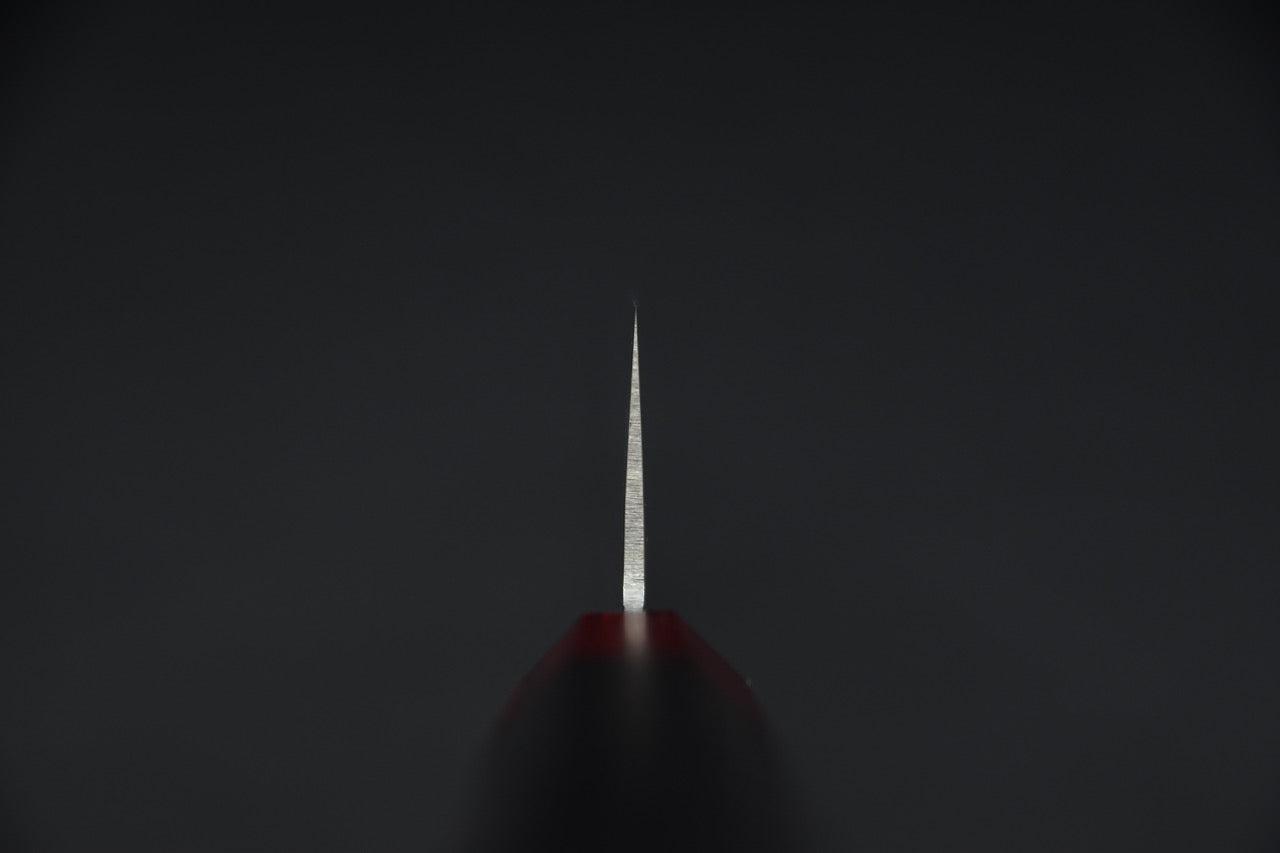 Nakiri japonais VG10 — vue en plongée, finition tsuchime et tranchant