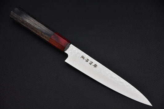 Hitohira T10 petty couteau japonais VG-10 — vue complète sur fond noir