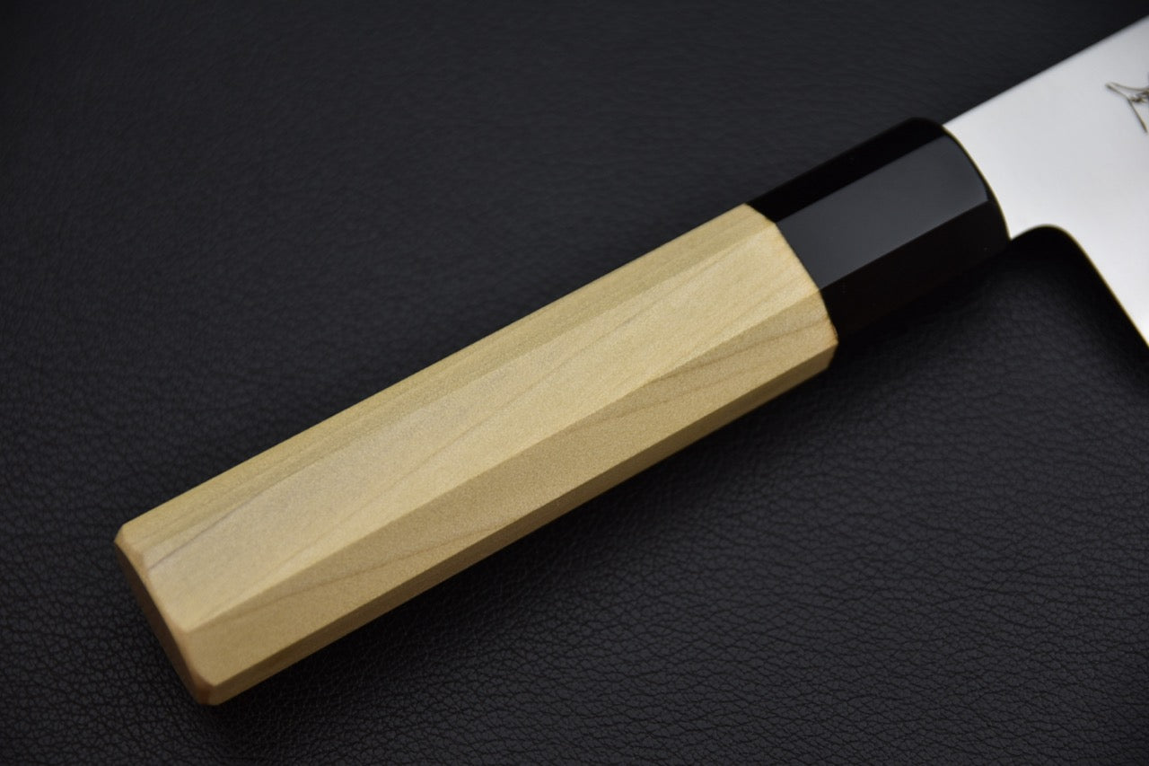 Manche wa en magnolia (hōnoki), couteau japonais santoku 180 mm