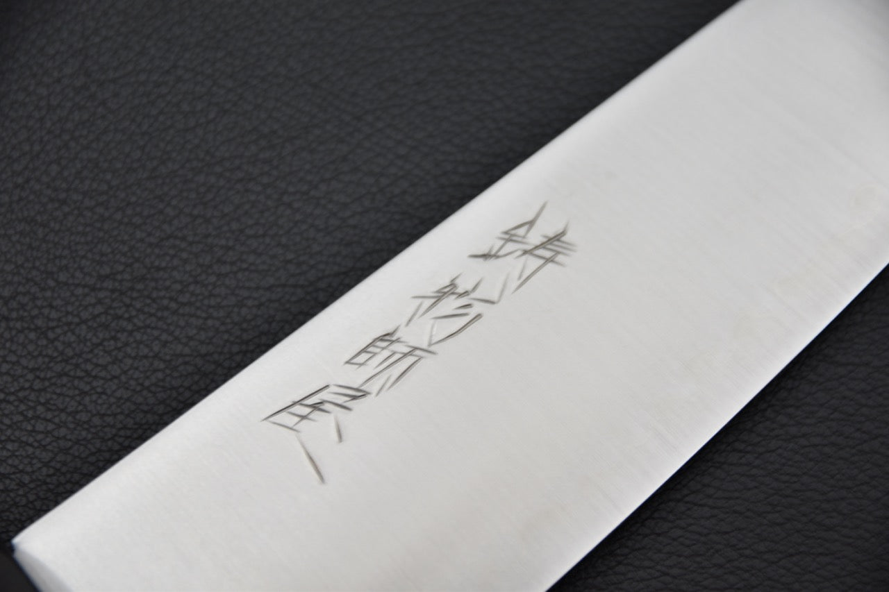 Santoku japonais V-Toku2 — vue du tranchant et du bout de lame arrondi