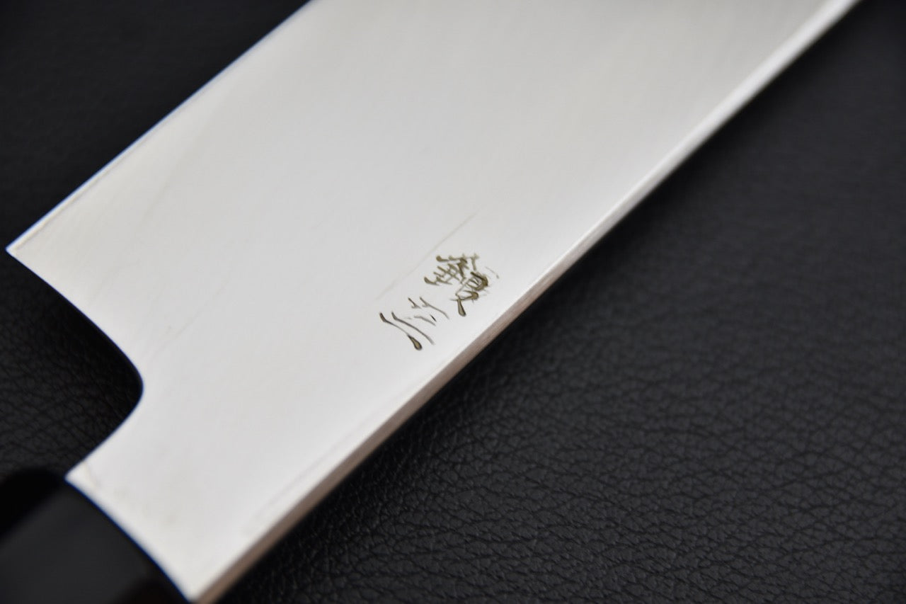 Hitohira Nakagawa couteau japonais — manche octogonal en magnolia, extrémité