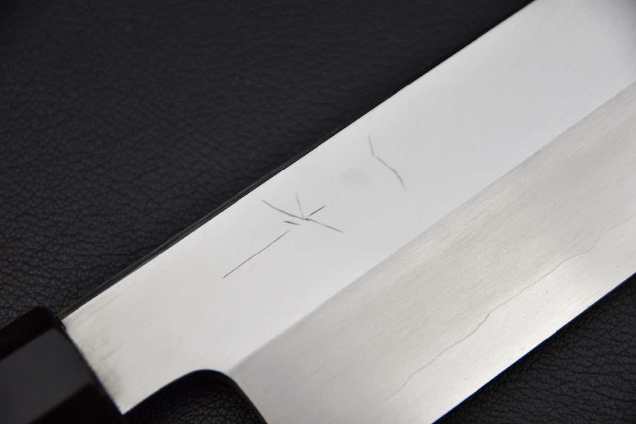 Usuba japonais Ginsan 210 mm — finition kasumi sur le plat de lame