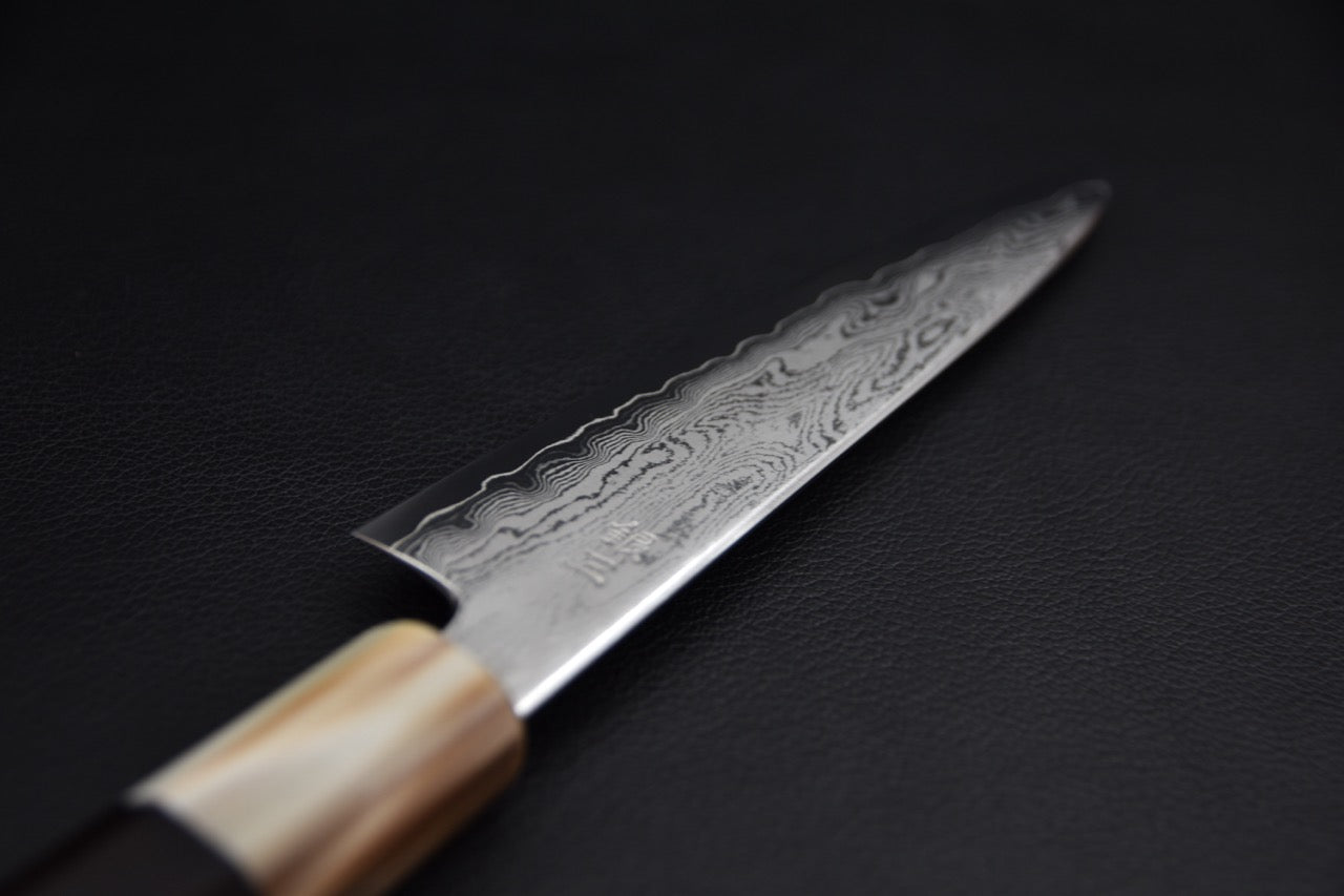 Couteau japonais petty en acier Ginsan, détail de la pointe