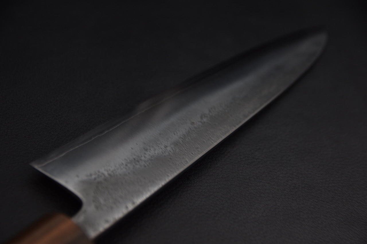 Gyuto Nihei Hitohira — manche wa en châtaignier, vue latérale
