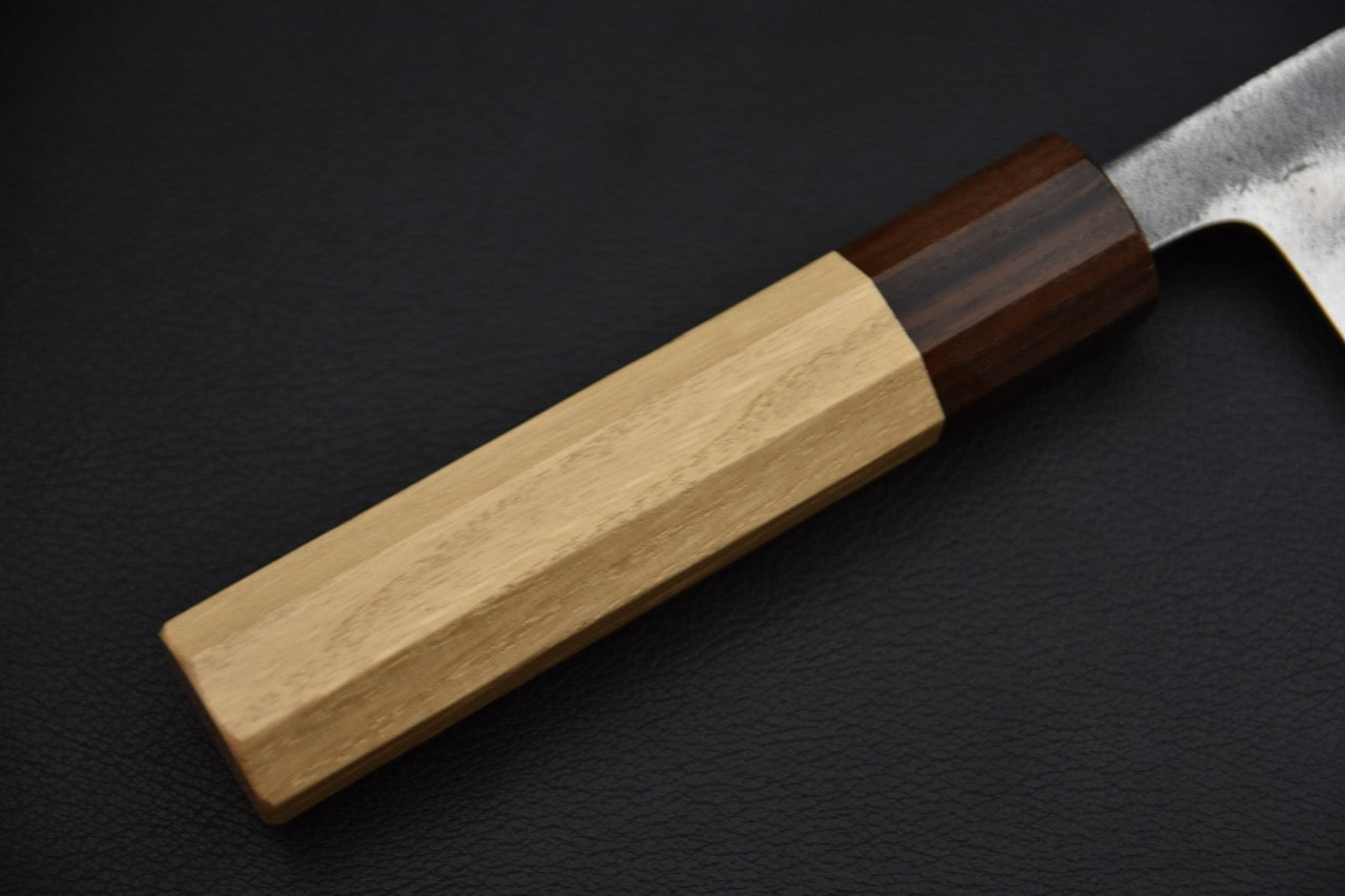 Couteau japonais gyuto — jonction manche et lame, virole et talon
