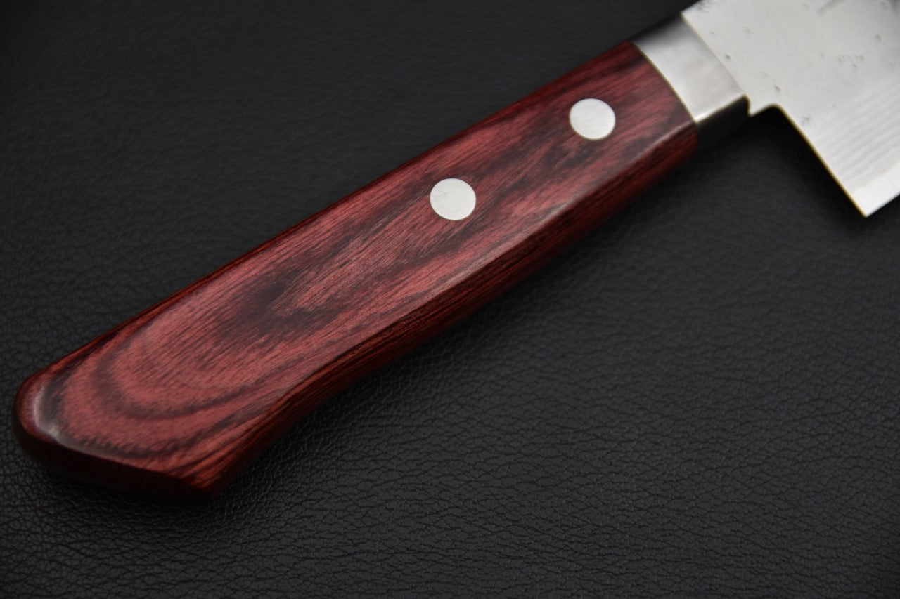 Couteau japonais gyuto — jonction lame et manche Pakka, vue rapprochée