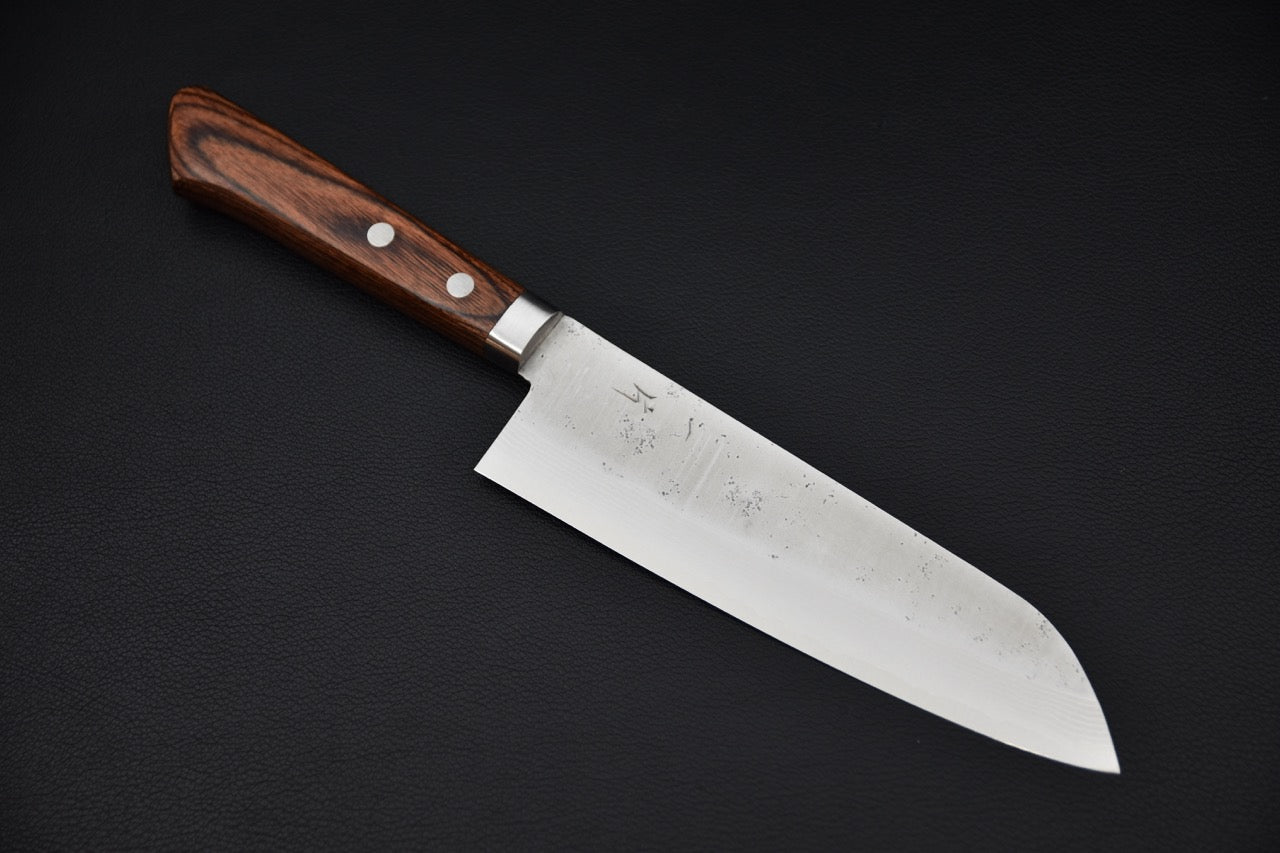 Hitohira santoku 170 mm finition nashiji — vue complète couteau japonais