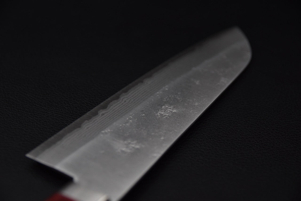 Hitohira santoku 170 mm — manche en Pakka, vue latérale, couteau japonais