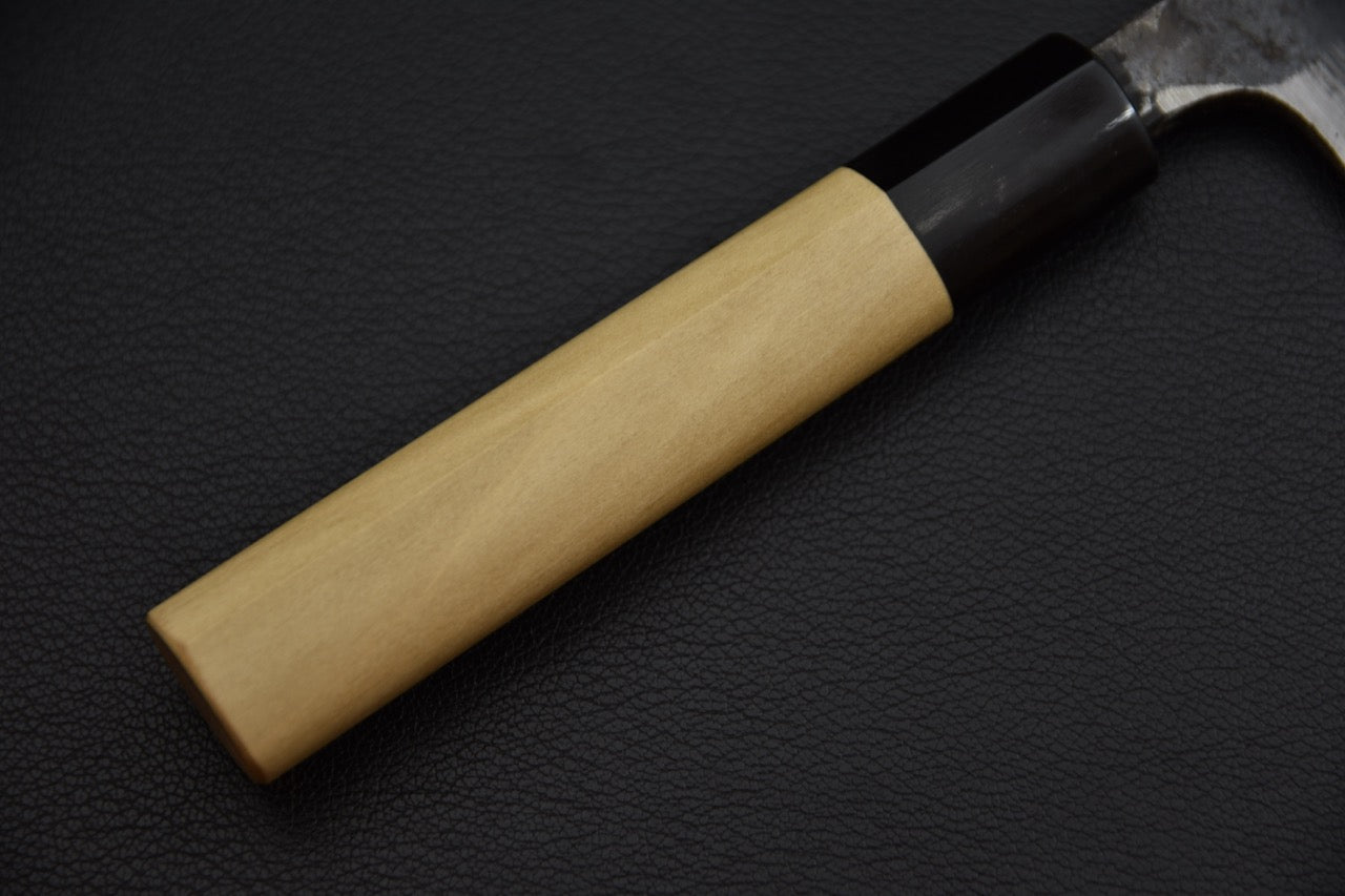 Détail du talon de lame, nakiri japonais Aogami #1