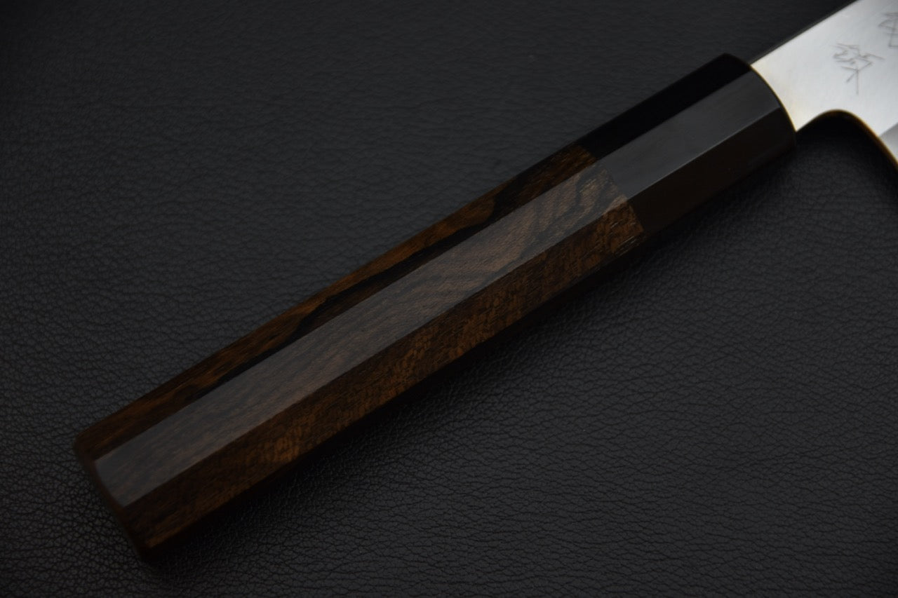 Hitohira Tanaka gyuto 240 mm couteau japonais — manche octogonal en ziricote et virole noire