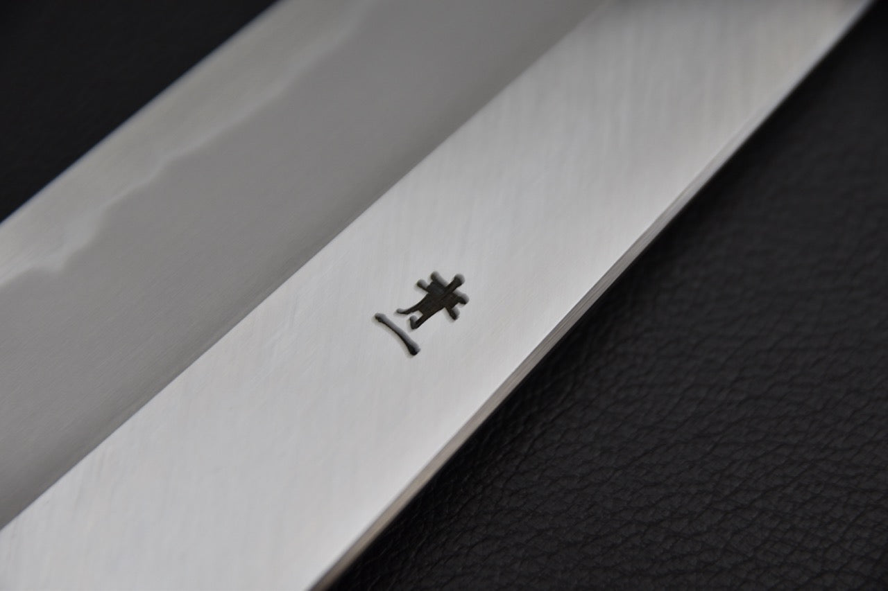 Manche wa en ziricote — couteau japonais gyuto 240 mm, vue latérale