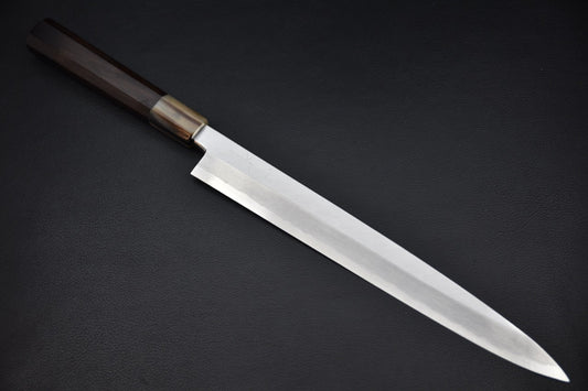 Hitohira yanagiba 270 mm en Shirogami #2 — vue complète, couteau japonais à simple biseau