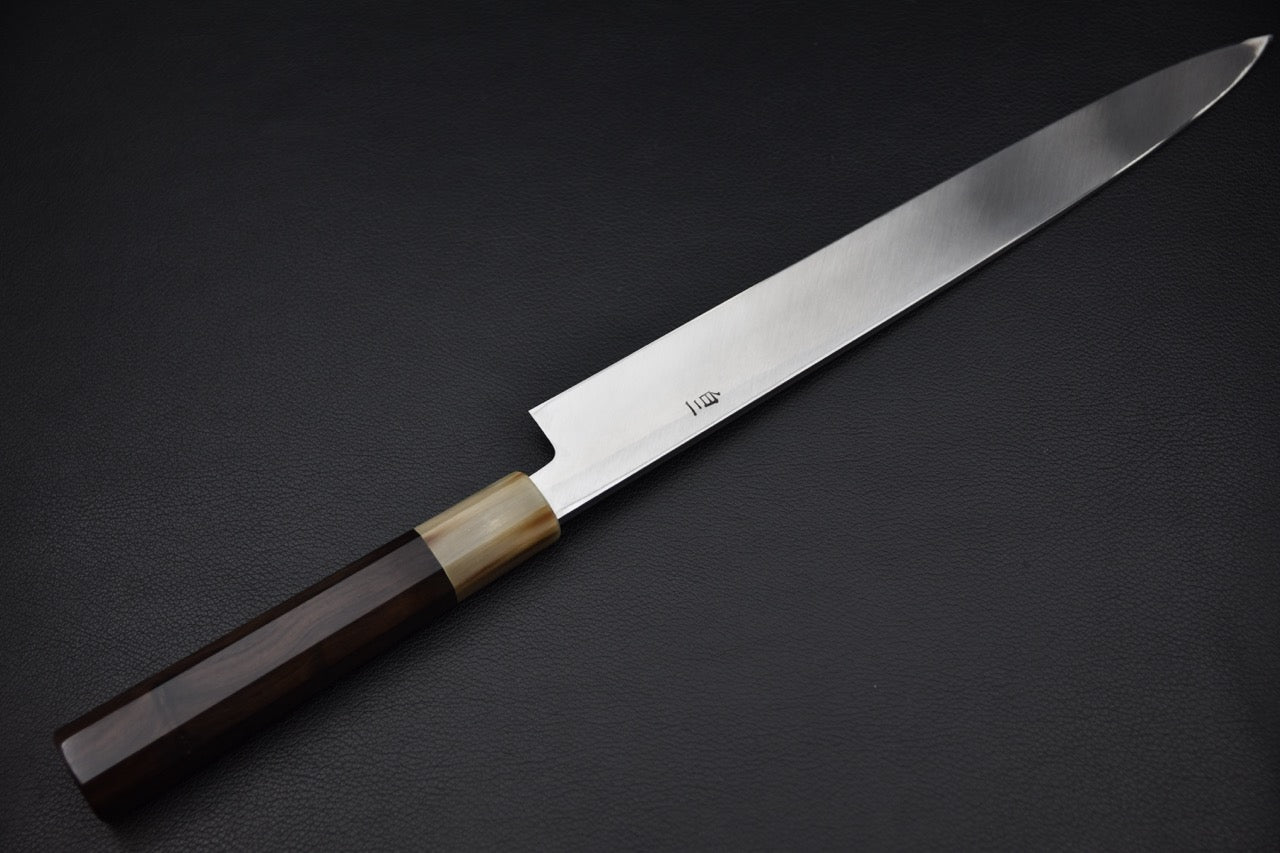Dos de lame yanagiba 270 mm — urasuki concave, couteau japonais