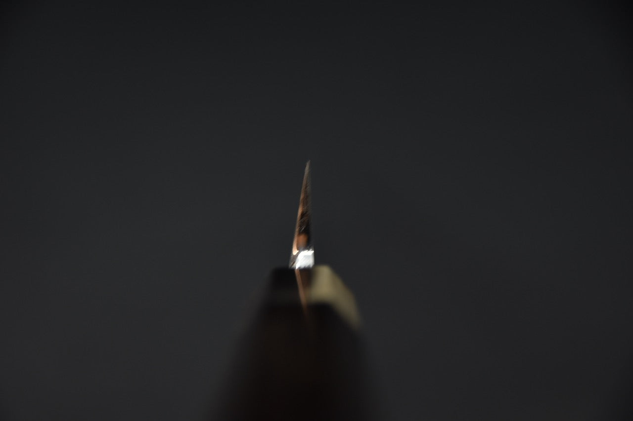 Yanagiba 270 mm Shirogami #2 posé sur surface — vue d'ensemble, couteau japonais