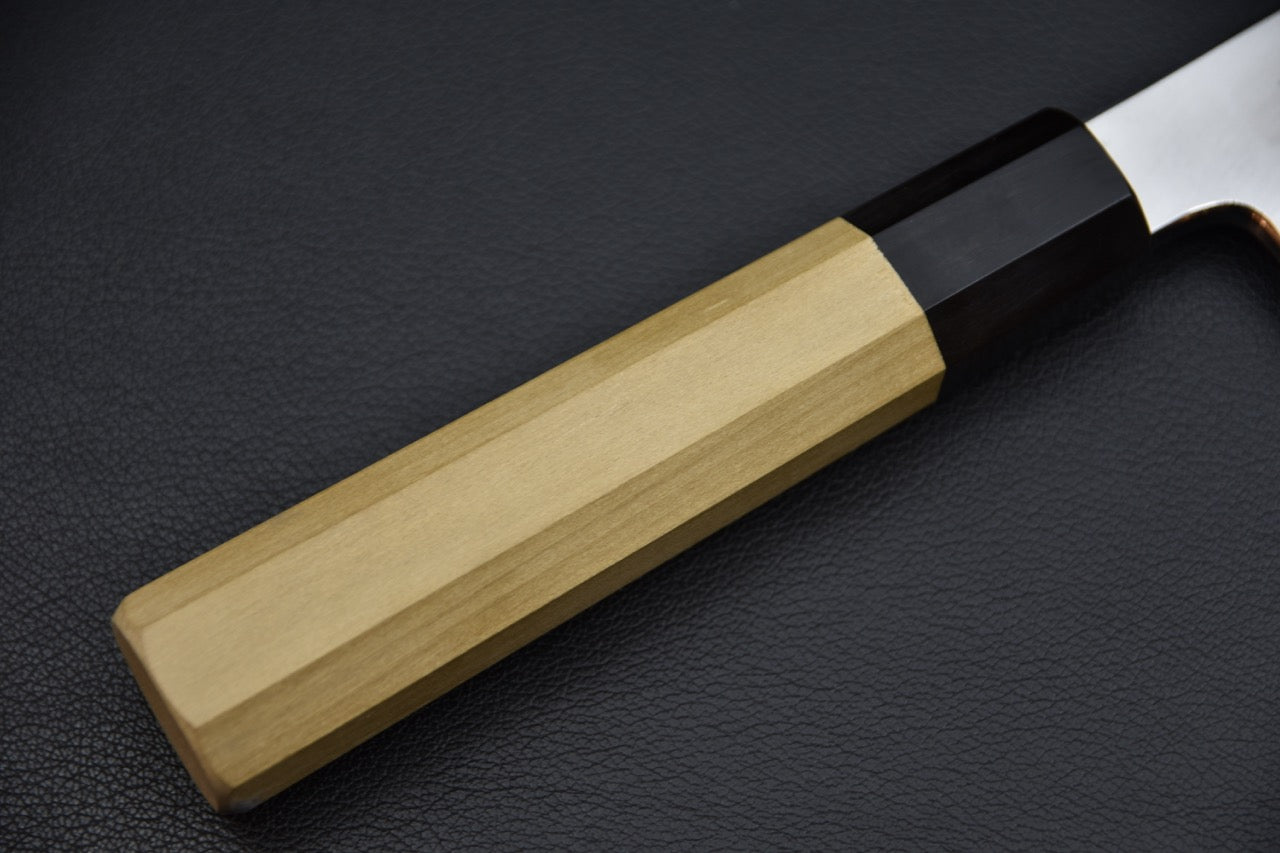 Couteau japonais kamagata usuba — jonction manche et lame, vue rapprochée