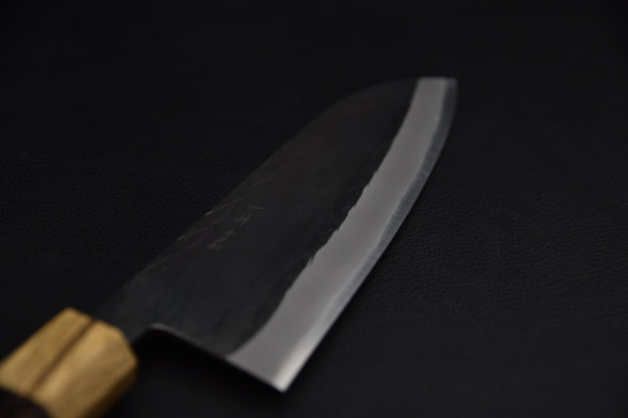 Hitohira TD santoku 165 mm couteau japonais — finition kurouchi corps de lame