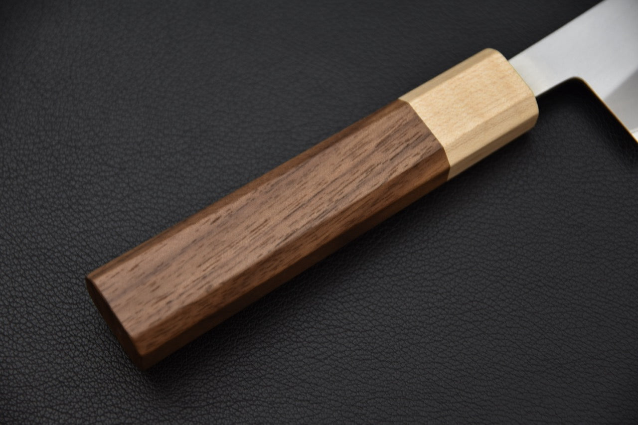 Hitohira TD honesuki 150 mm — jonction manche et lame, virole, couteau japonais
