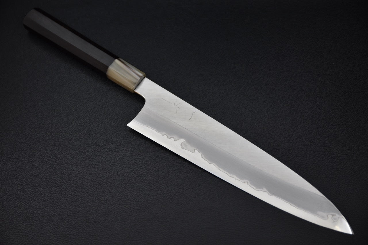 Gyuto couteau japonais en Aogami #1 finition migaki — vue complète profil droit