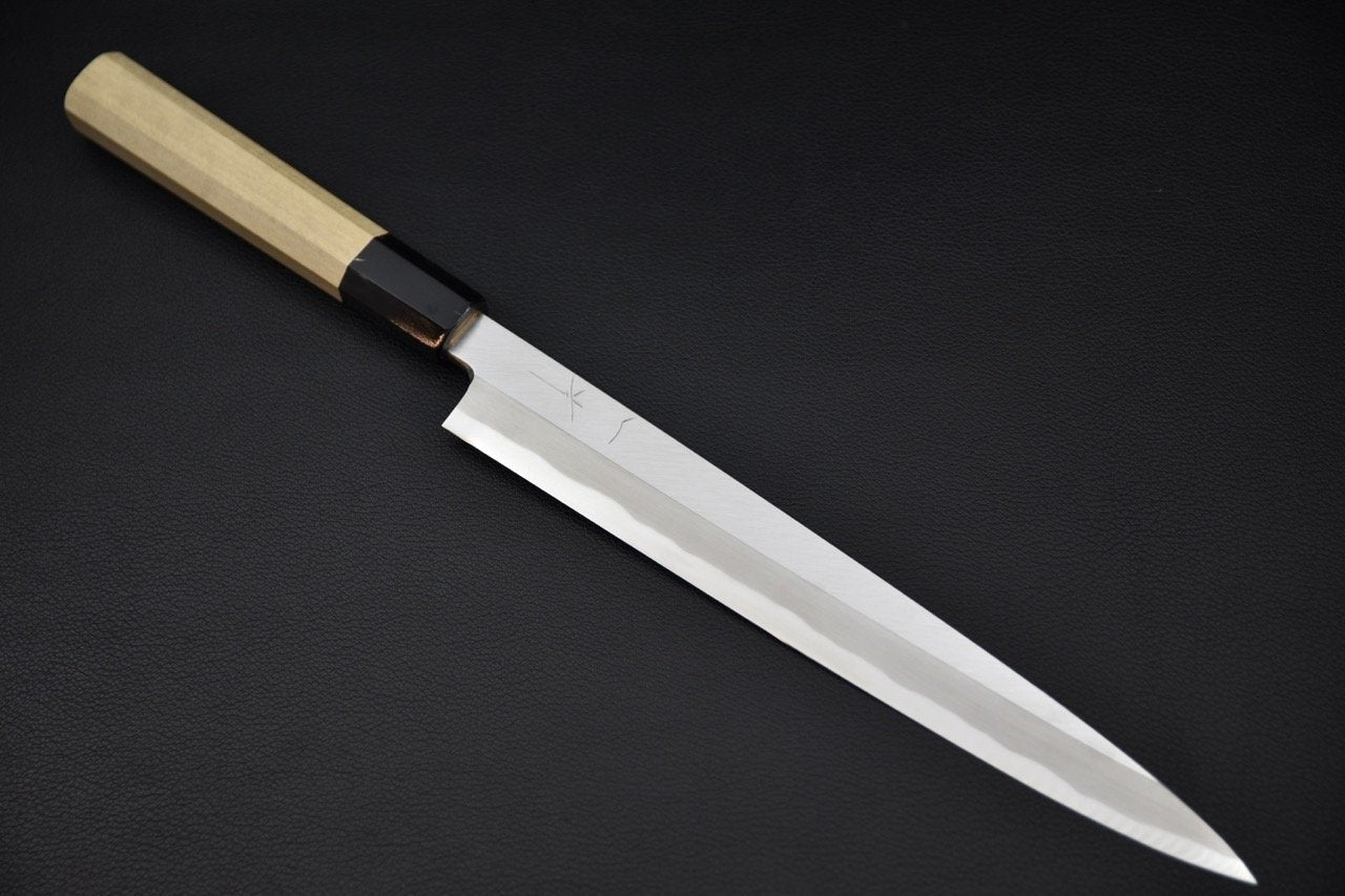 Couteau Yanagiba 240 mm en acier Aogami 2 avec manche en bois de Ho traditionnel