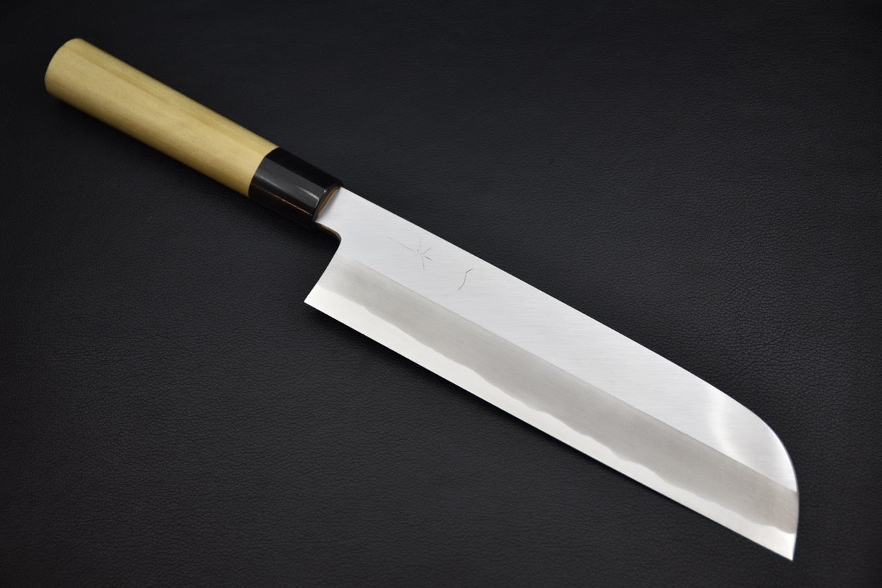 Hitohira Togashi kamagata usuba 240 mm — vue complète, couteau japonais sur fond noir