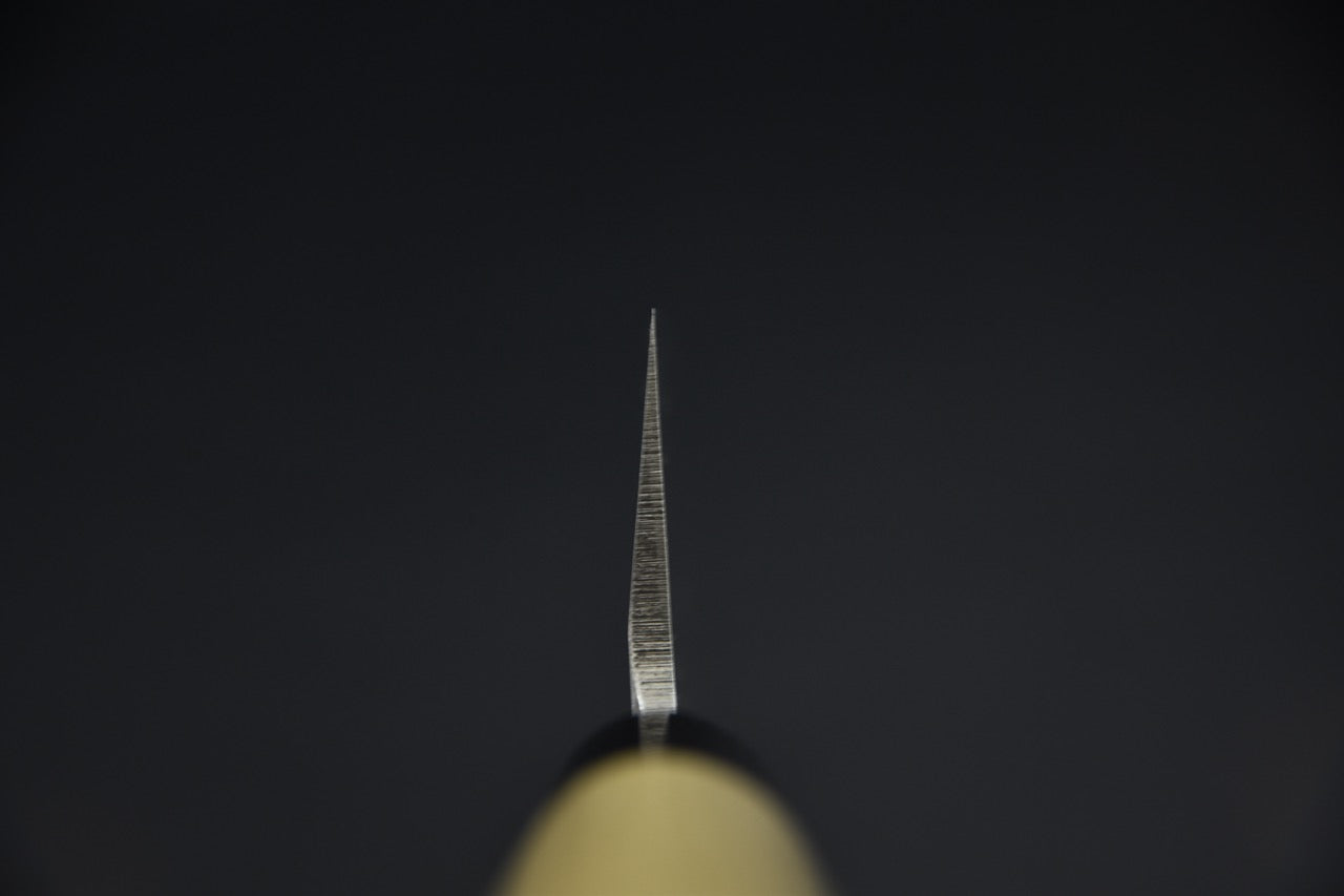 Hitohira Togashi kamagata usuba 240 mm — vue de la pointe, biseau kataba, couteau japonais à légumes
