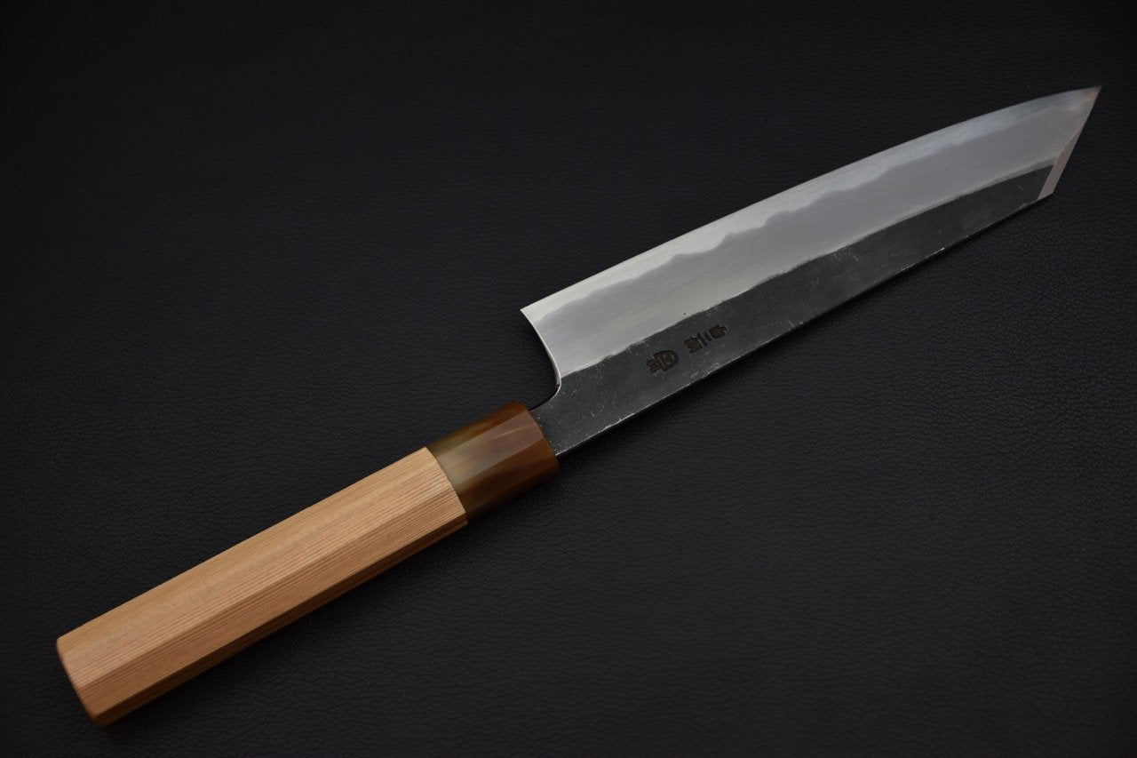 hitohira-togashi-shirogami-2-kurouchi-kiritsuke-gyuto-210mm-yakusugi_4.jpeg,Hitohira Togashi Shirogami #2 Kurouchi Kiritsuke Gyuto 210mm Yakusugi - vue 4
