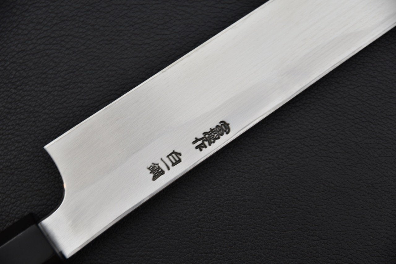 Couteau japonais Kiritsuke yanagiba avec lame en acier Shirogami et manche en ébène élégant