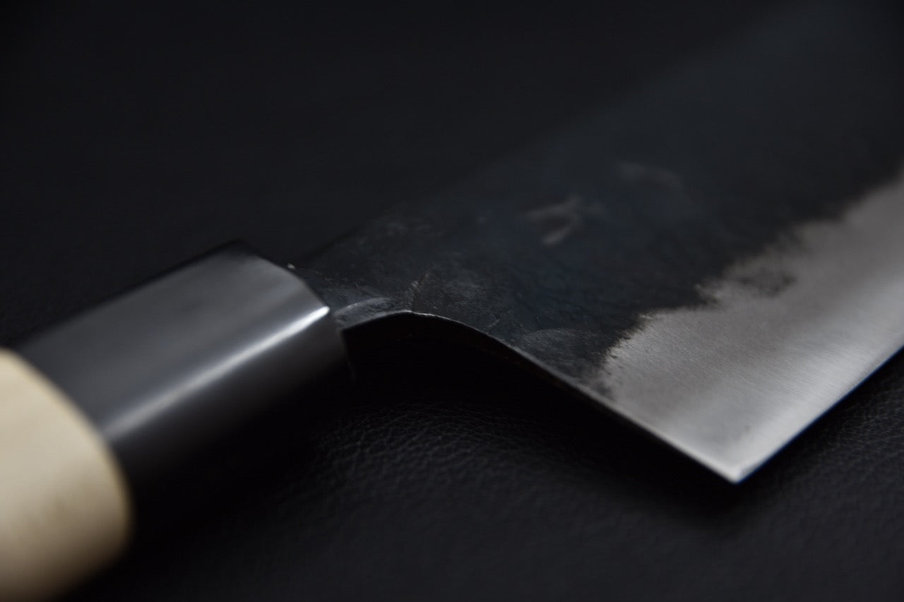 Nakiri Shirogami #2 — détail de la jonction lame-manche, virole noire