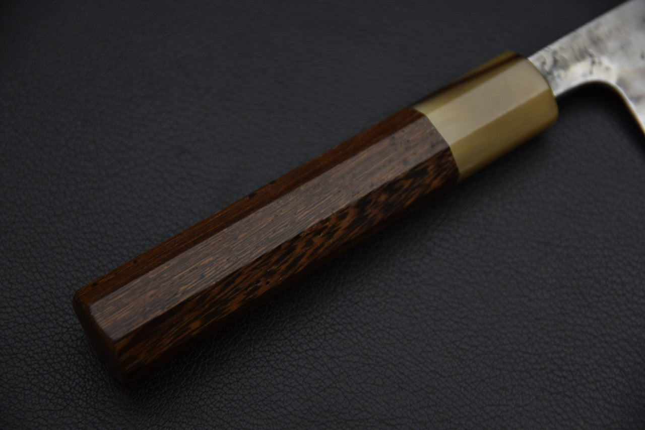 Jiro Nakagawa petty 150 mm — vue du dos de lame, couteau japonais artisanal