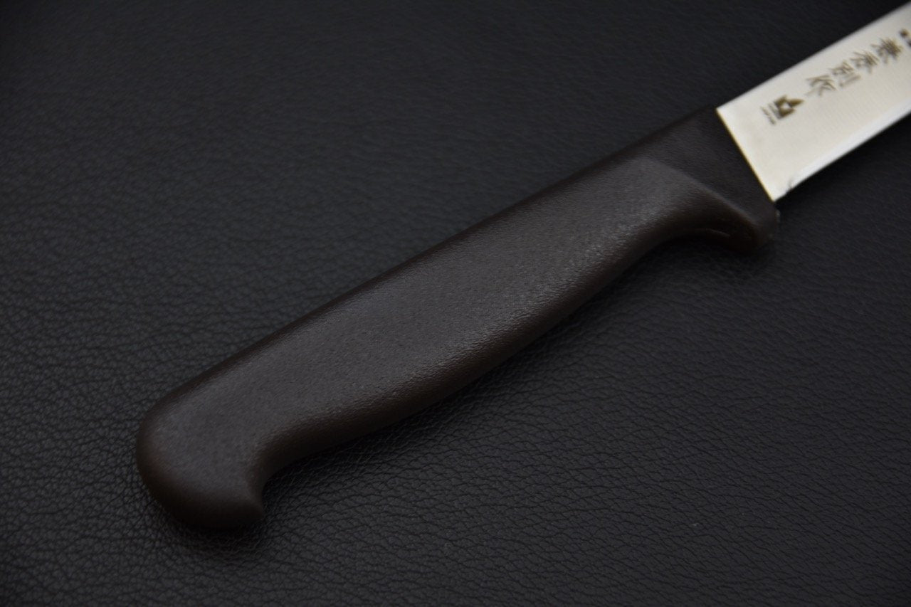 Couteau japonais avec manche en élastomère, gros plan