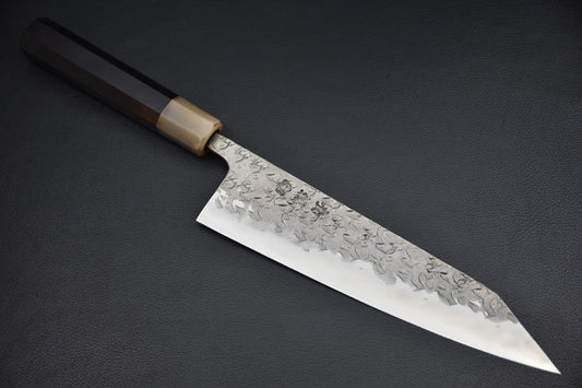 Couteau japonais kiritsuke 210 mm Aogami #2 finition tsuchime — vue complète