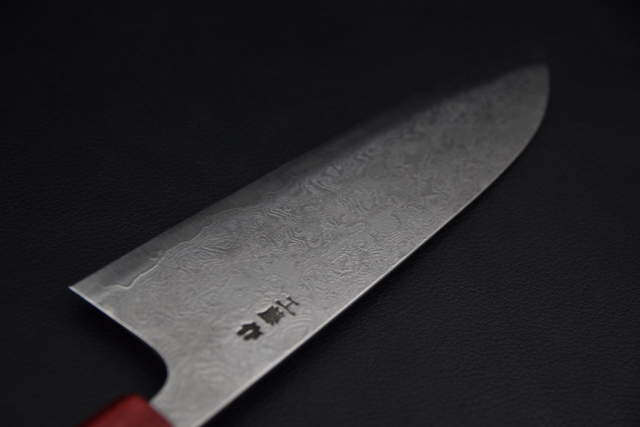 Santoku couteau japonais — jonction lame et manche bois