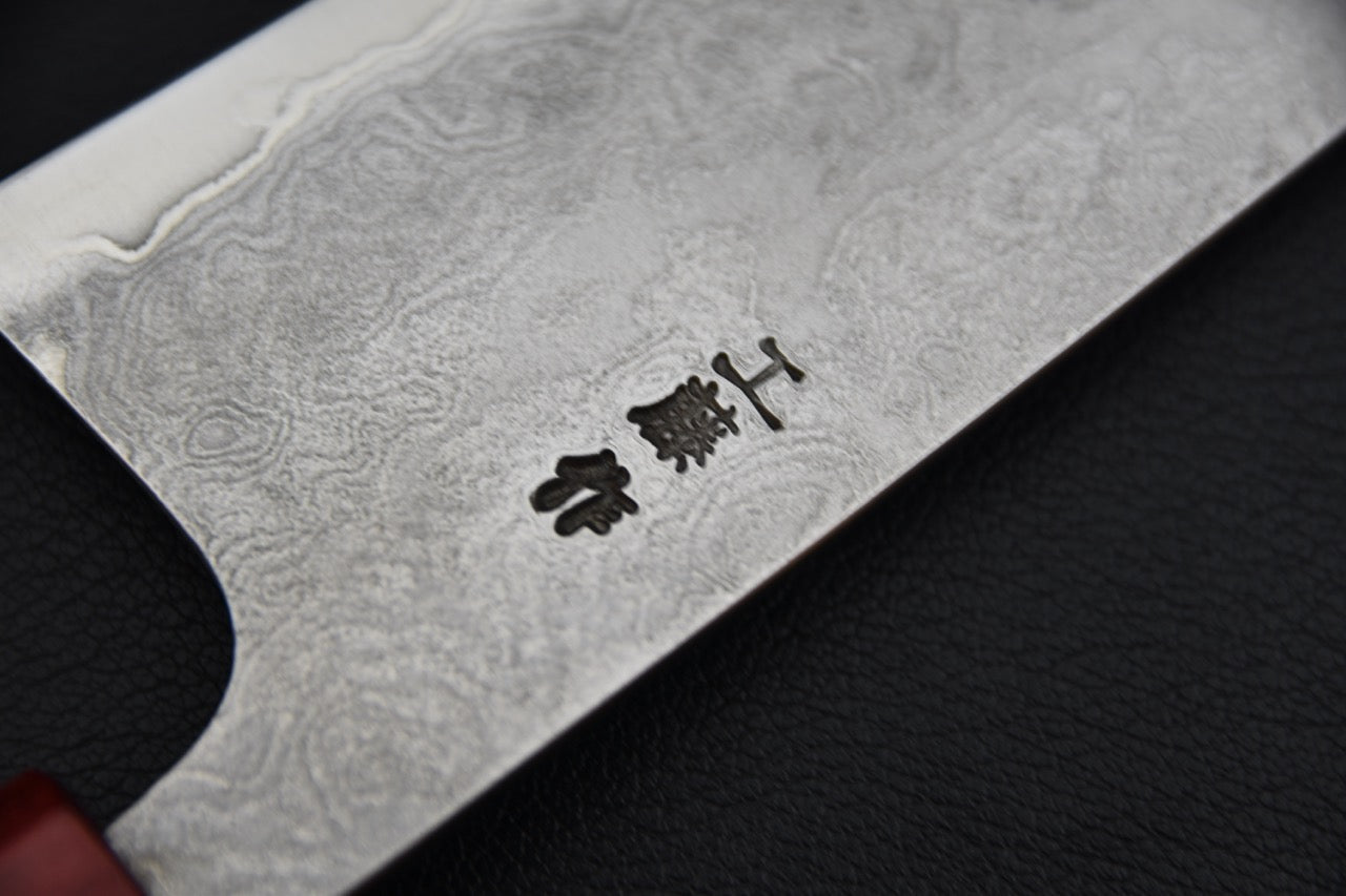 Santoku couteau japonais 180 mm — manche bois, vue latérale