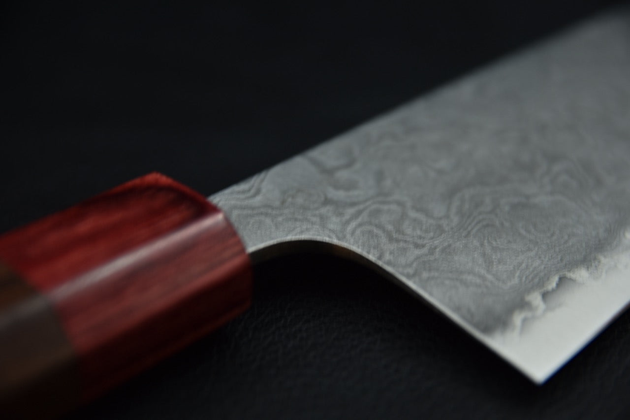 Santoku couteau japonais 180 mm — vue de dessus, lame et manche