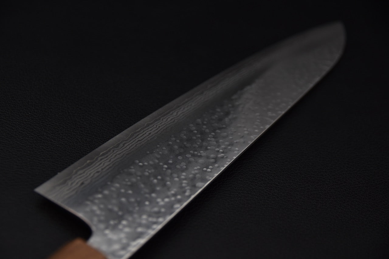 Couteau japonais gyuto 240 mm — manche wa en noyer, vue latérale