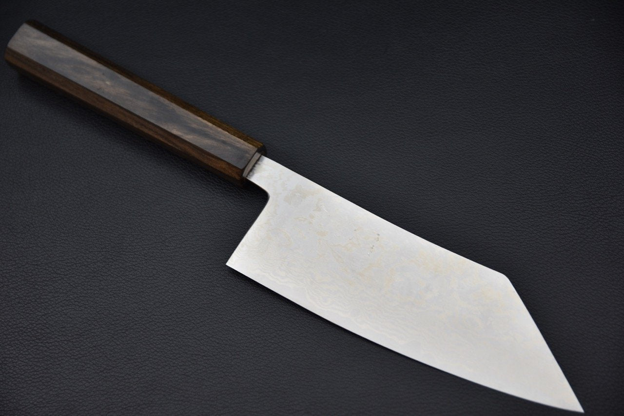 Couteau japonais Tsubaki 180 mm en acier Damascus avec manche en bois de Bubinga